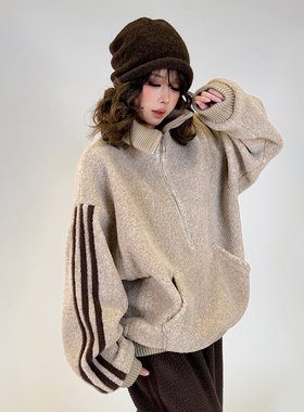 初代美希MEYSIKIM高领毛绒套头卫衣女2025新款冬加厚爆款时尚洋气