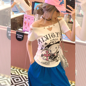 高弹修身 露肩上衣 t恤女装 2025新款 1件85折2件8折3件75折 短袖