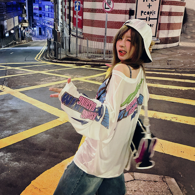 初代美希MEYSIKIM 冰感天丝弹力t恤女夏防晒罩衫巨好看设计感上衣