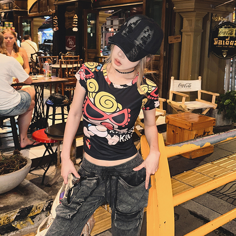 【1件85折2件8折3件75折】现货 短袖t恤女装2025新款高弹紧身上衣