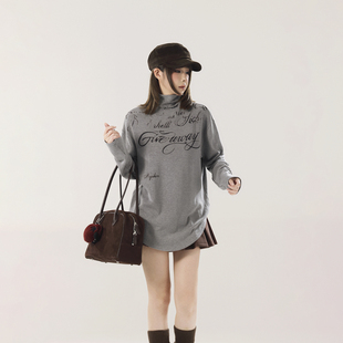 初代美希MEYSIKIM打底衫女内搭2025新款抓毛t恤半高修身长袖上衣