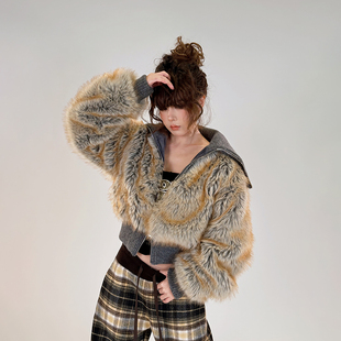 初代美希MEYSIKIM高领环保貂毛皮草女2025新款年轻款时尚毛毛外套