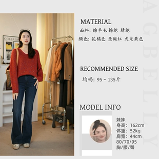 AG.BELLY 显瘦 贝莉服饰针织慵懒风V领羊毛衣针织宽松冬季