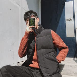 羽绒棉马甲男女秋冬情侣中性风坎肩大版外套港风模特6MJ12图片