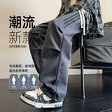 春秋季侧边条纹裤子男士新款直筒运动裤潮流休闲卫裤K817-特P36，男装休闲裤，电商A076