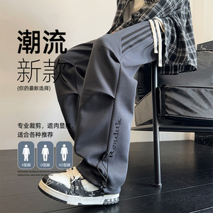 春秋季侧边条纹裤子男士新款直筒运动裤潮流休闲卫裤K817-特P36图片