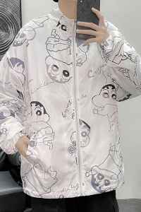 秋冬季夹克男女港风模特卡通反光外套中性风夜光立领15J图片