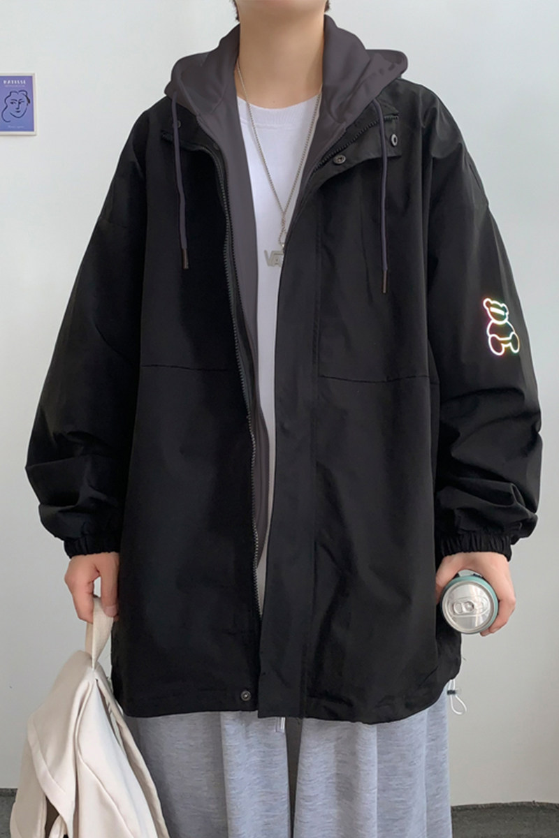 假两件连帽工装外套港风中性风宽松夹克ins新款20J,男装夹克,电商A076