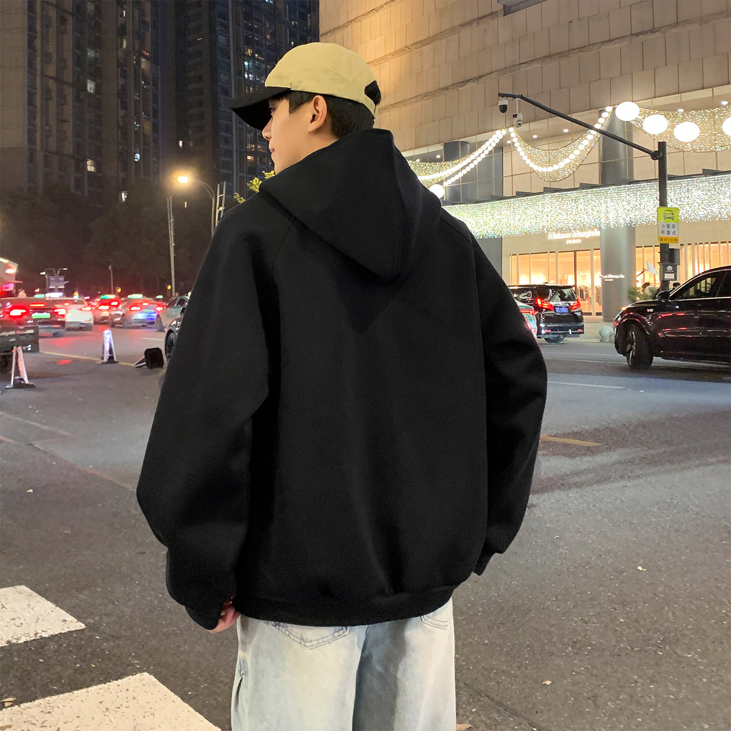 休闲风连帽开衫卫衣男士高级感宽松百搭潮流上衣外套WY5510-特P70,女装短外套,电商A076