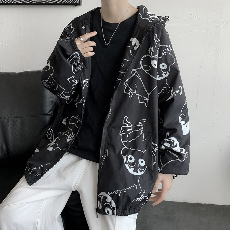 卡通蜡笔小新情侣款外套男女秋季中性风夹克风衣模特15J图片