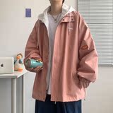 假两件连帽工装外套港风中性风宽松夹克ins新款22J，男装夹克，电商A076