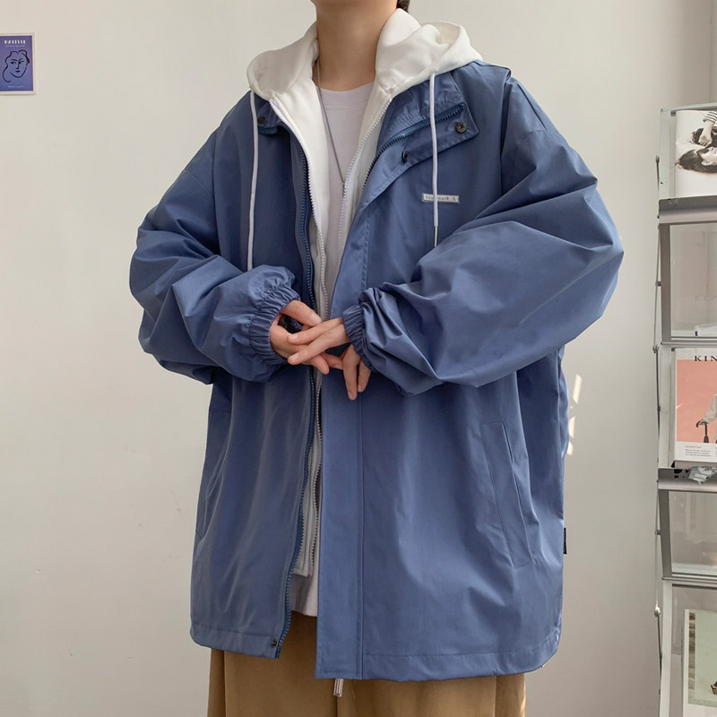 假两件连帽工装外套港风中性风宽松夹克ins新款34J,男装夹克,电商A076