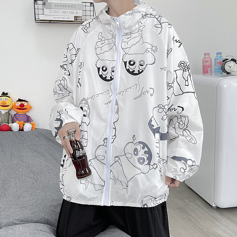 卡通蜡笔小新情侣款外套男女秋季中性风夹克风衣模特J图片