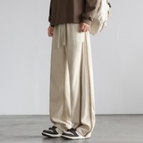 简约运动风条纹拼接直筒裤男宽松垂感休闲裤潮流百搭CK2576-特P39，男装休闲裤，电商A076