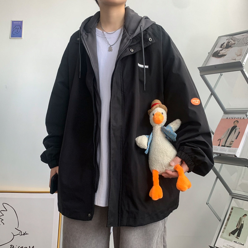 假两件连帽工装外套港风中性风宽松夹克ins新款9J,男装夹克,电商A076