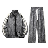 美式复古休闲运动套装男春季宽松立领夹克长裤两件套2507-特P110，男装夹克，电商A076