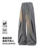 美式褶皱休闲裤男春秋宽松垂感阔腿裤百搭长裤立体CK26013-特P45，男装休闲裤，电商A076