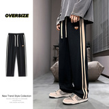 美式条纹休闲裤男士直筒宽松运动裤潮牌垂感卫裤CK271-特P30，男装休闲裤，电商A076