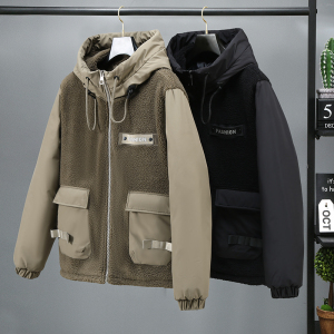 羊羔绒棉衣冬季工装新款棉袄潮流帅气连帽保暖棉服MY8119-特P95，男装棉衣，电商A076