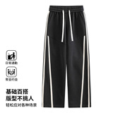 2026春秋季新款大码休闲裤男士直筒条纹卫裤白底图CK2578-特P39，男装休闲裤，电商A076