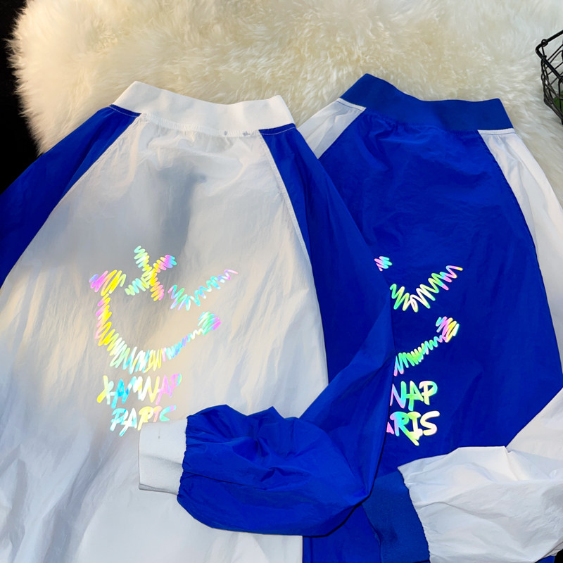 夏季反光印花外套男女超薄防紫外线防晒衣服港风摆拍5FS5995-P50,男装夹克,电商A076
