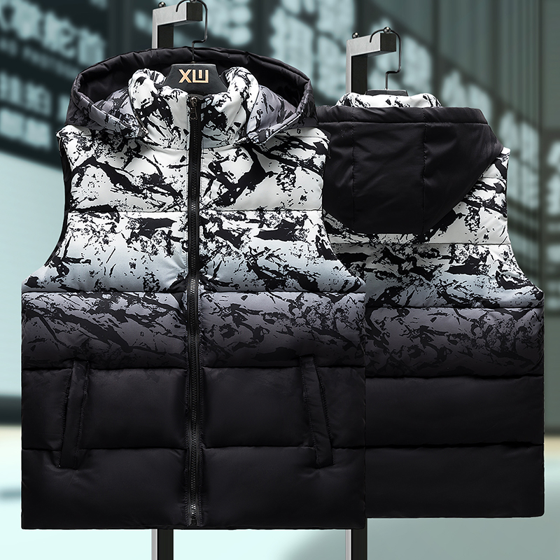 Hang shot Japanese star changing waistcoat men's autumn and winter down cotton vest Korean version fashionable shoulder