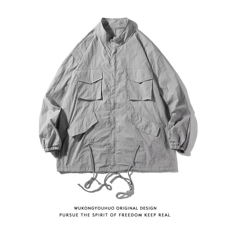 日系工装外套男夏季超薄透气大码港风防晒衣服白底图2FS1029-P35,男装夹克,电商A076