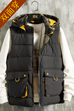 马甲男女双面穿中性风羽绒棉情侣马夹棉衣灰墙挂拍2MJ671，男装背心/马甲，电商A076