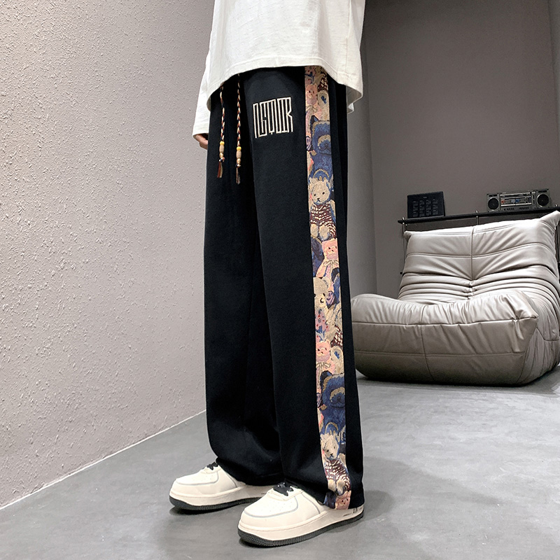 港风卫裤男运动裤2025春秋季宽松百搭休闲长裤黑通道K575-特P30，男装休闲裤，电商A076