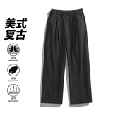 日系简约直筒休闲裤男宽松阔腿松紧腰百搭长裤CK26012-特P49，男装休闲裤，电商A076