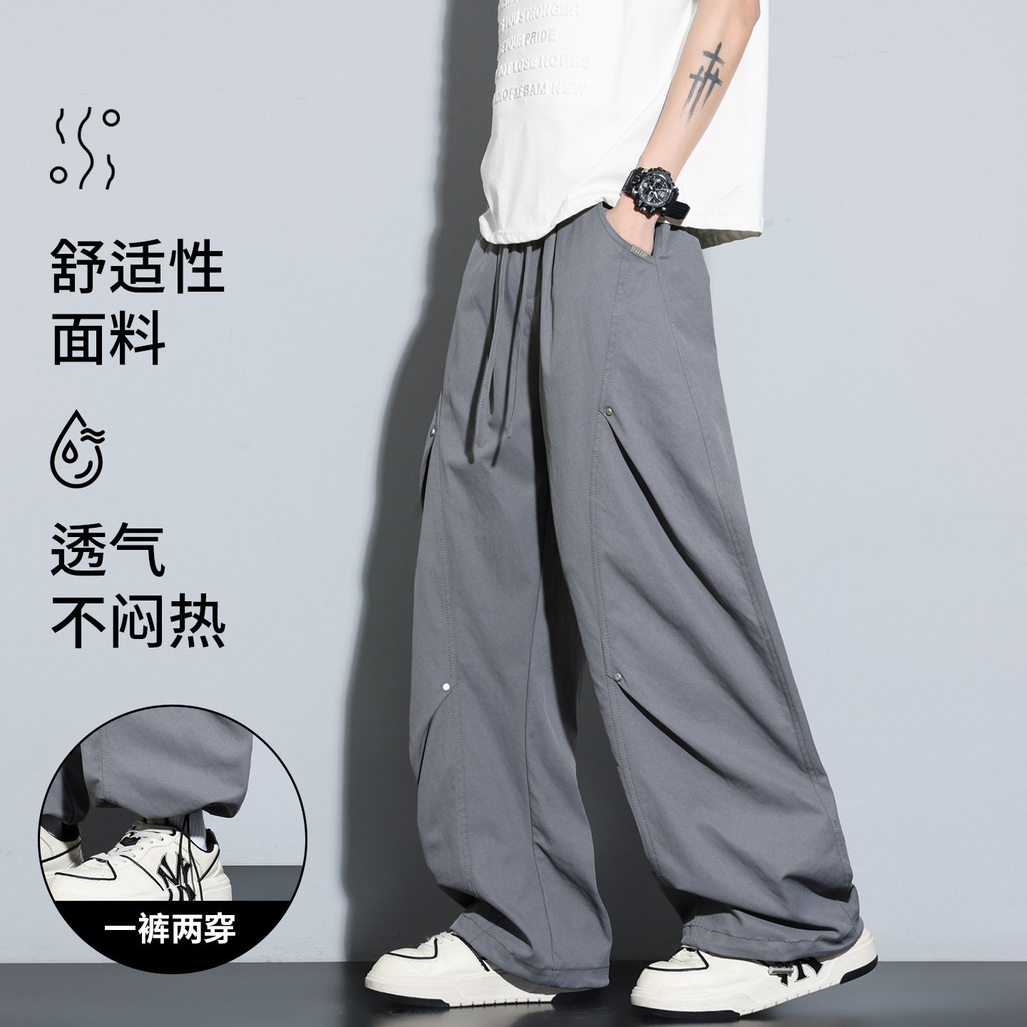 美式街头复古工装裤男士黑色阔腿直筒休闲长裤CK26013-特P45,男装工装外套,电商A076