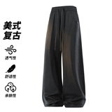 复古美式风垂感阔腿裤男士宽松透气休闲长裤潮裤CK26010-特P48，男装休闲裤，电商A076