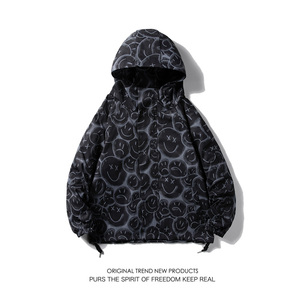 情侶款外套男女秋季中性風寬松港風休閑夾克風衣白底1J圖片