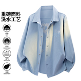 休闲风翻领长袖衬衫男宽松透气落肩袖百搭衬衣外套26019-特P68，男装衬衫，电商A076