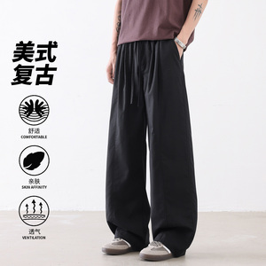日系复古工装裤男宽松阔腿直筒长裤透气休闲裤CK26012-特P49图片