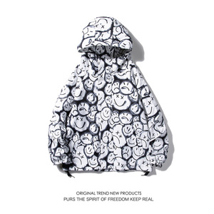 情侶款外套男女秋季中性風寬松港風休閑夾克風衣白底4J圖片