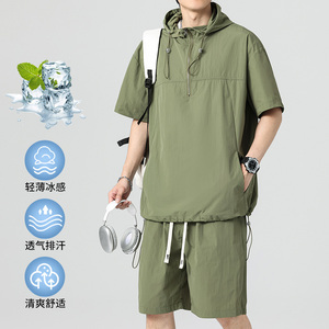 2025夏季新款男士时尚休闲套装薄款连帽两件套无差价TZ2529-特P55图片