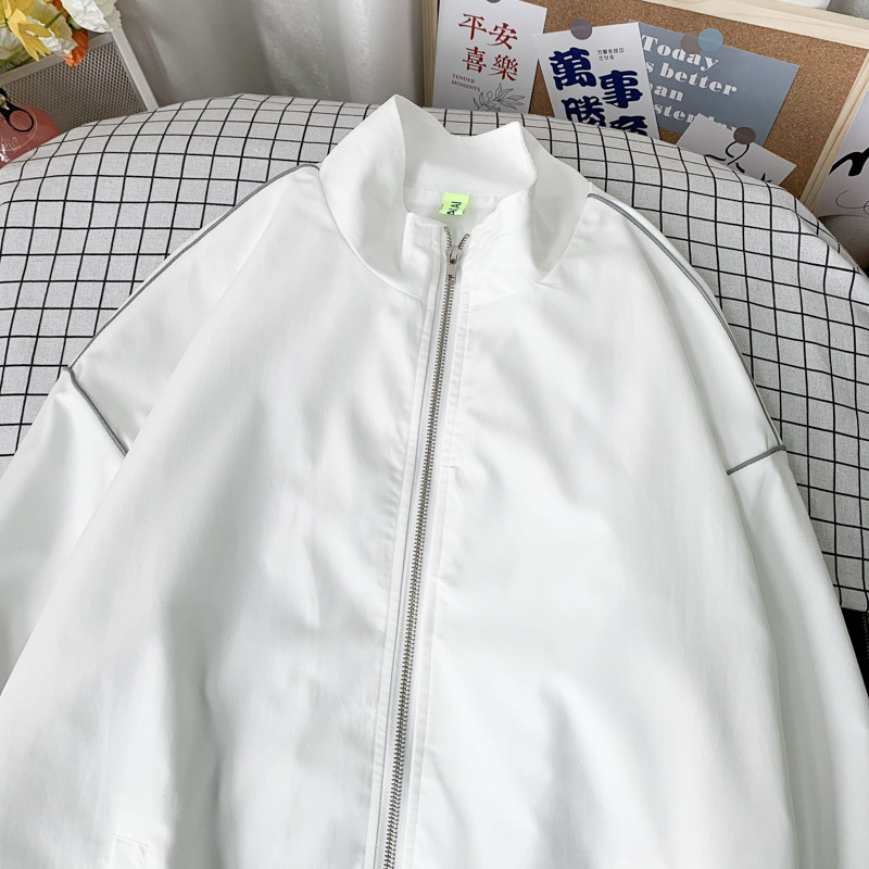 夹克秋季服男女白墙夜光反光外套薄款港风中性风2J图片