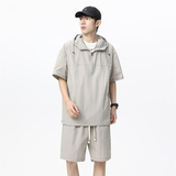 夏季新款时尚休闲套装薄款透气T恤短裤两件套无差价TZ2529-特P55，男装休闲套装，电商A076