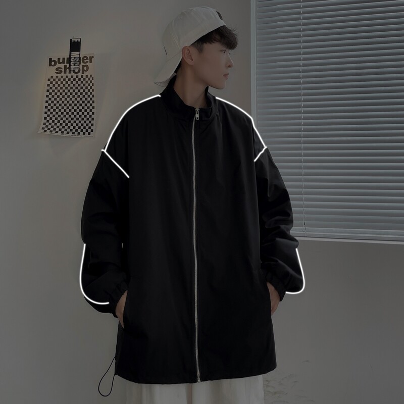 秋冬季夹克男女港风模特卡通反光中性风夜光立领宽松21J，男装夹克，电商A076