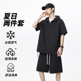 夏季新款时尚休闲套装薄款透气T恤短裤两件套无差价TZ2529-特P55，男装休闲套装，电商A076