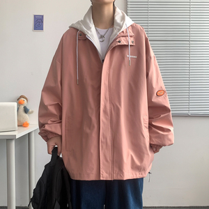 假两件连帽工装外套港风中性风宽松夹克ins新款18J图片