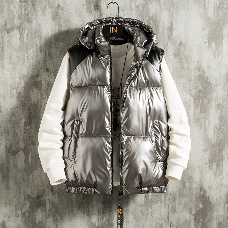 马甲男女双面穿中性风羽绒棉情侣马夹棉衣皮U灰墙挂拍1MJ672图片