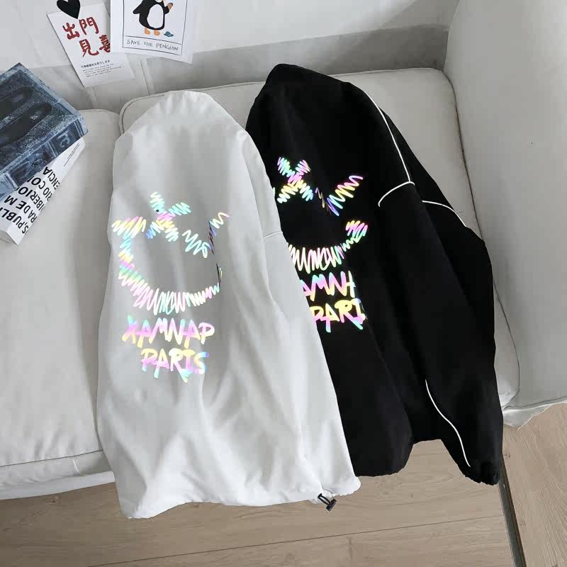 夹克服秋季男女夜光反光外套宽松港风中性风摆拍22J,男装夹克,电商A076