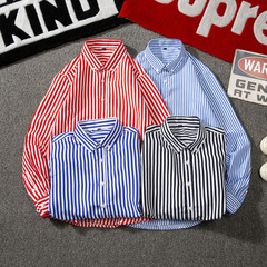 Spring and summer striped long sleeve shirt for men and women