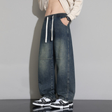 美式复古风弯刀牛仔裤男宽松直筒阔腿长裤水洗做旧NZ1233-特P52，男装牛仔裤，电商A076