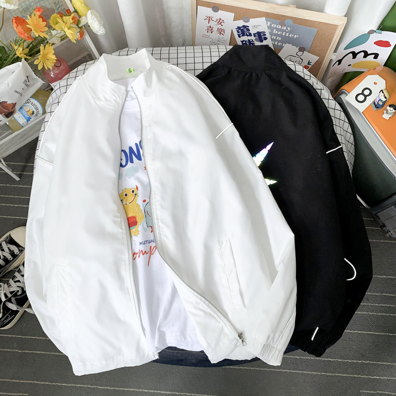 秋冬季夹克衣服外套中性风男女港风反光外套摆拍白底24J,男装夹克,电商A076