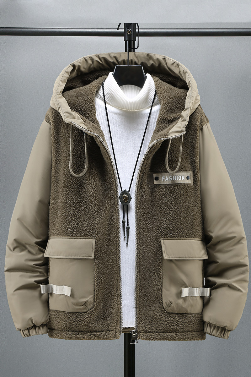羊羔绒棉衣冬季工装新款棉袄男士连帽加厚保暖棉服MY8119-特P95,男装棉衣,电商A076