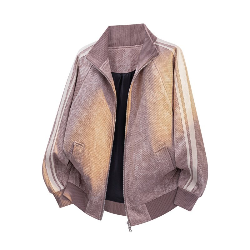 2026春季休闲风立领夹克男条纹拼接宽松百搭外套JK2507上衣特P68，男装夹克，电商A076