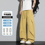 美式街头复古工装裤男士黑色阔腿直筒休闲长裤CK26013-特P45，男装工装外套，电商A076